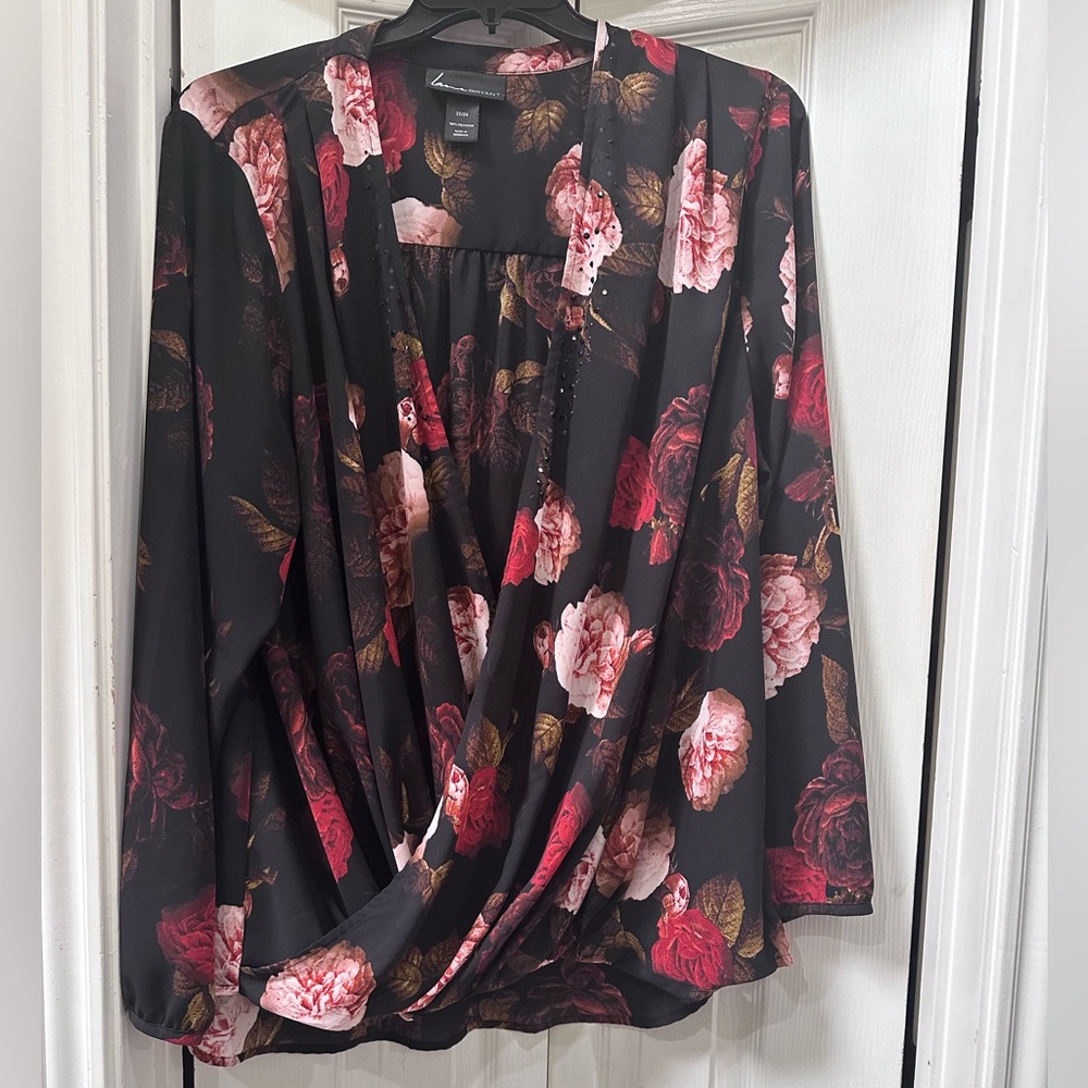 Floral Lane Bryant Crossover Blouse